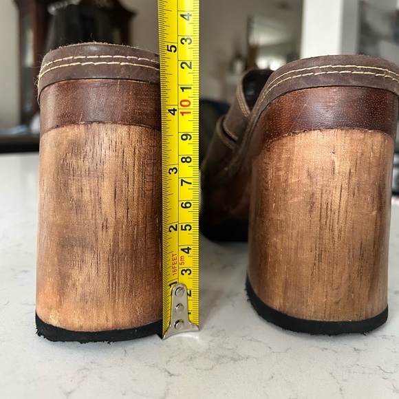 Vintage Y2K Candie’s Leather Platform Chunky Wooden Heel Sandals - Picture 10 of 13